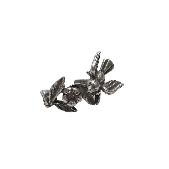 Adjustable Nature Themed Rings Birds Leaves Feathers Matte Silver Tone 4 Pieces - Picture 3 of 9